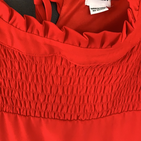 Red Ruffled Ruched Blouse - Picture 4 of 4